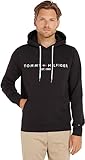 Tommy Hilfiger Herren Hoodie Core Tommy Logo mit Kapuze, Schwarz (Jet Black), S