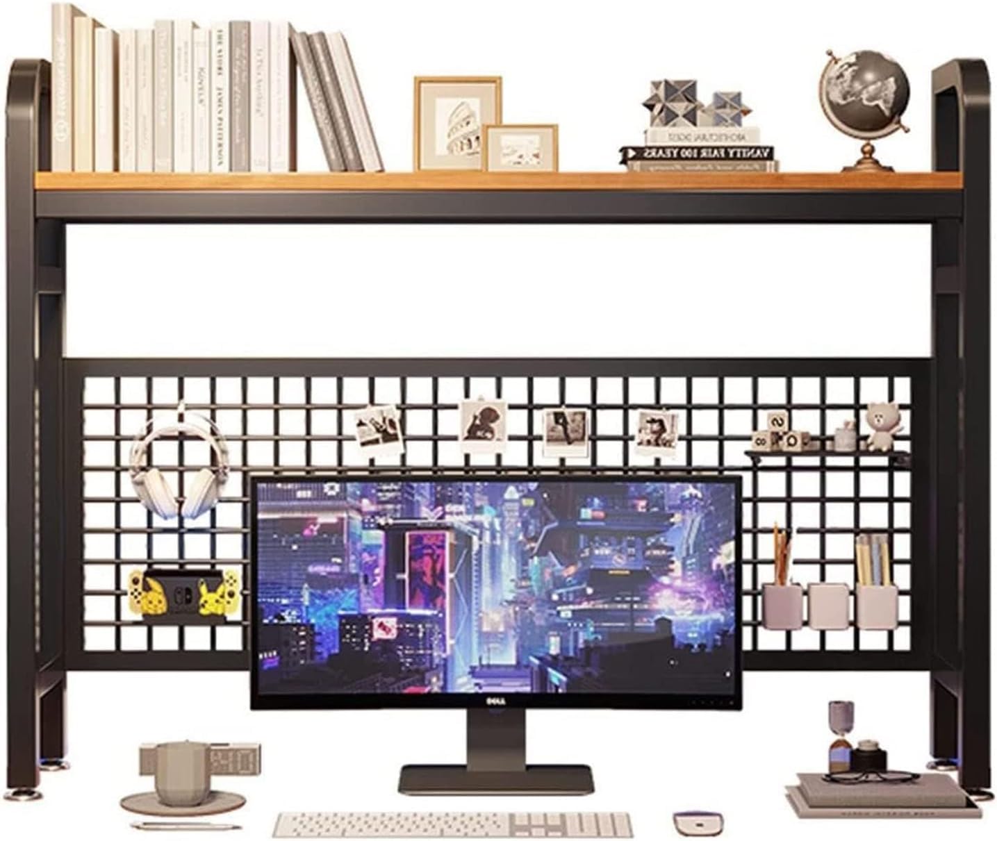 QYZUJIKL Desktop-Bücherregal Desktop-Bücherregal Für Computer-Schreibtisch, Freistehendes Lagerregal-Präsentationsregal, Metall-Desktop-Bücherregal Für Computer-Schreibtisch