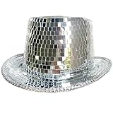 Idezek Disco-Cowgirl-Hut, Disco-Cowboy-Hut - Cooler Disco-Zylinder,Cooler Pailletten-Zylinder, Party-Requisiten, Retro-Unisex-Kostüm, silberner Disco-Hut für Erwachsene