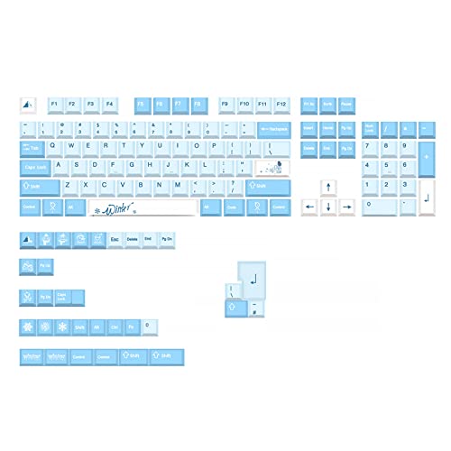 136 Tasten, personalisierbar, Winterschnee für Tastenkappe, PBT-Farbstoff, Subbed Keycap Cherry Profile für Tastenabdeckung für mechanische Tastatur, D-Farbstoff, Subbed PBT-Tastenkappen