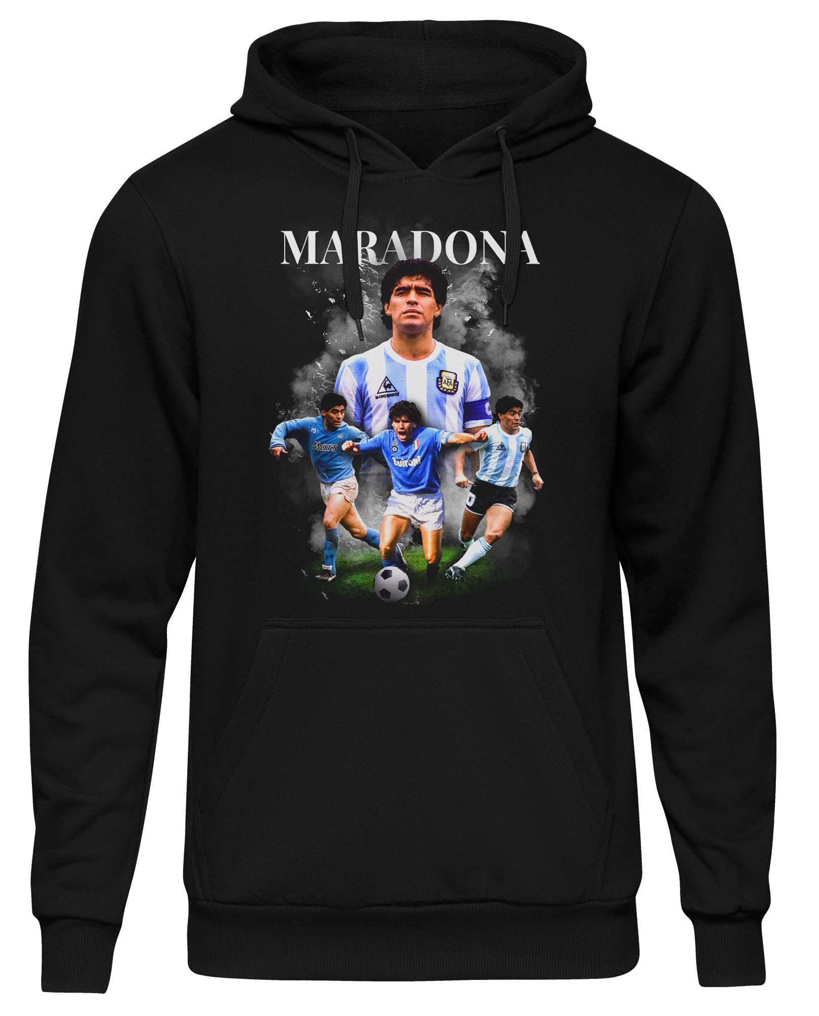 UGLYSHIRT Diego Maradona Herren Kapuzenpullover | Argentinien Trikot Hoodie Herren Maradona Pullover Dios 10 | M2 Schwarz (XL)