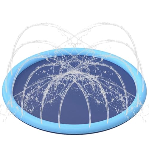 Hunde-Planschbecken Faltbarer Hunde-Sprinkler-Pad, Spritz-Pad Sprinkler, verdicktes langlebiges Haustier-Kinder-Spritzpad, Kinder, Sommer, Outdoor, Garten, Spielmatte, Planschbecken Wasserspielzeug