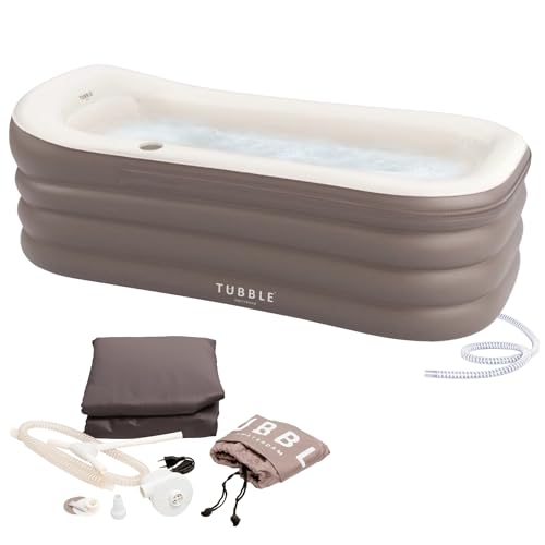 Tubble® Royale Aufblasbare Badewanne - Verwendung als Heiß- und Eisbad - Schneller Aufbau in 1min - Faltbare Badewanne für Erwachsene bis zu 188cm - Ambient Taupe - 255L