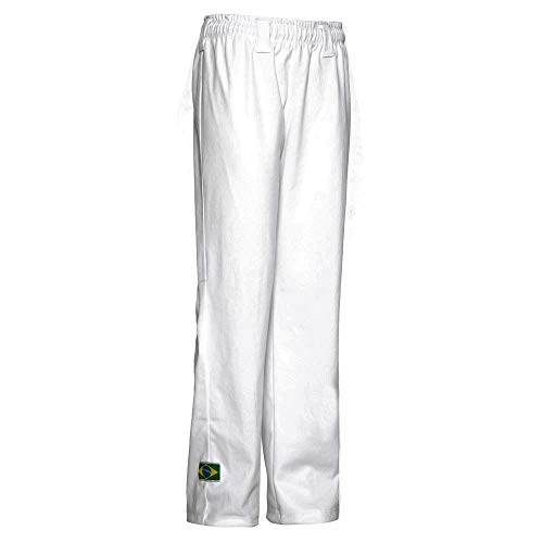 JL Sport Authentische Brasilianische Capoeira Kampfsport Hose Unisex/Kinder (Weiß) - 13-14