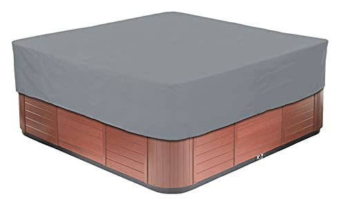 BaCover Outdoor Whirlpool Abdeckung, 210D Oxford-Gewebe Wasserdicht Spa Hot Tub Pool Abdeckun Quadratische Pool-Staubschut Mehrere Größen zur Auswahl,Grau,239x239x50cm