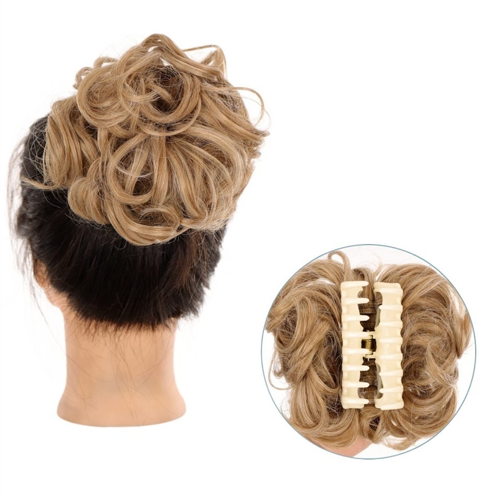 Bun Haarteile Dutts Krallenclip Pferdeschwanz Haarteile Haargummi Klaue Clip Unordentlicher Dutt Haarteil Synthetische gewellte lockige Chignon Haarknotenverlängerungen Zerzaustes Hochsteckfrisurhaar