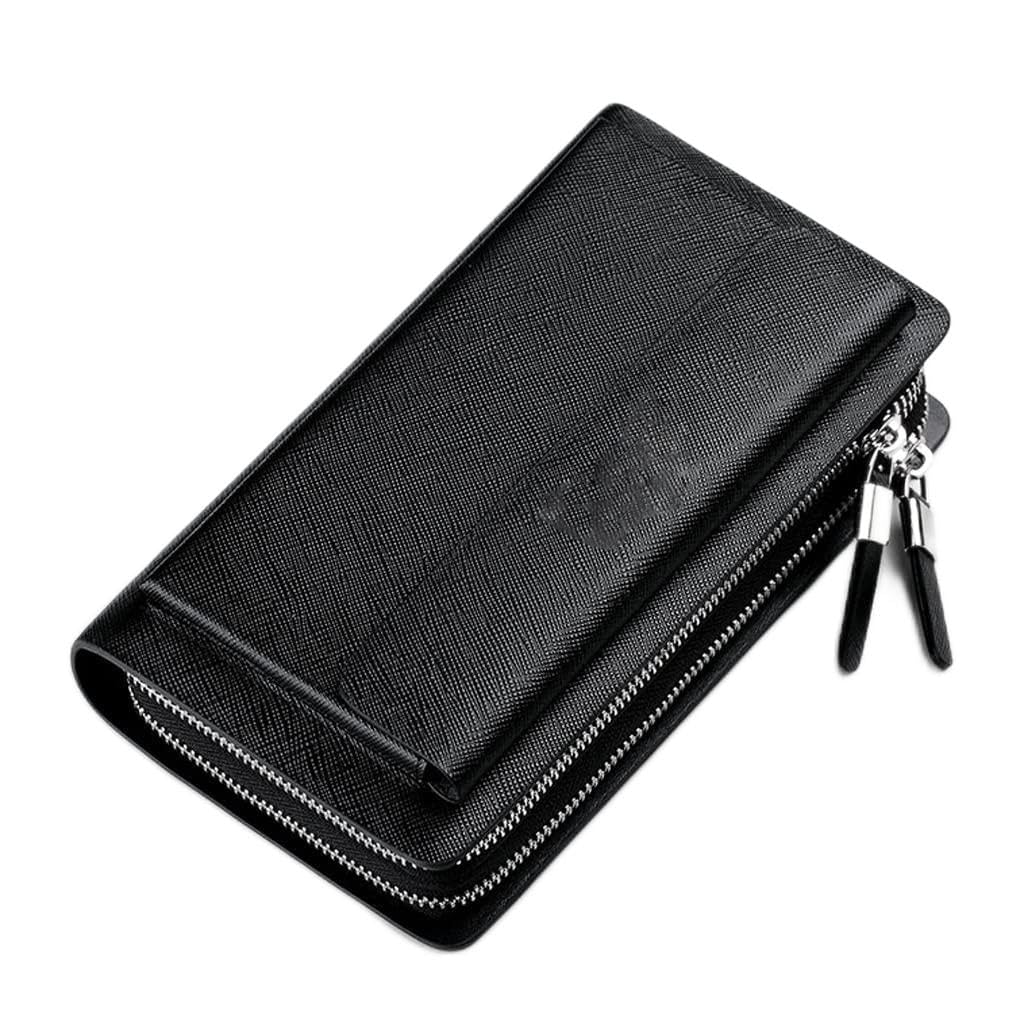 VSULZVNU Lange Geldbörse für Herren, Organizer, Geldbörse, Herren, lässig, Doppelreißverschluss, Herren-Clutch (Farbe: A, Größe: 21,2 x 5,5 cm), A, 21.2*5.5cm