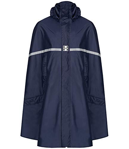 HOCK Premium Regenponcho mit Reißverschluss - Fahrradponcho Wasserdicht mit Reflektoren - Herren Damen Regenschutz - Hochwertige Regenbekleidung (Marine, XXL)