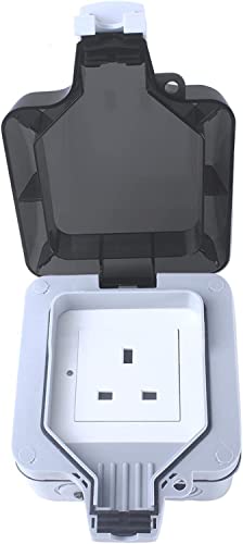 Woox Smart Plug Außensteckdose Fernbedienung Wetterfest IP66 WLAN Steckdose 13A Kompatibel mit Alexa, Echo, Google Assistant, Timer-Funktion, Kein Hub erforderlich Weiß