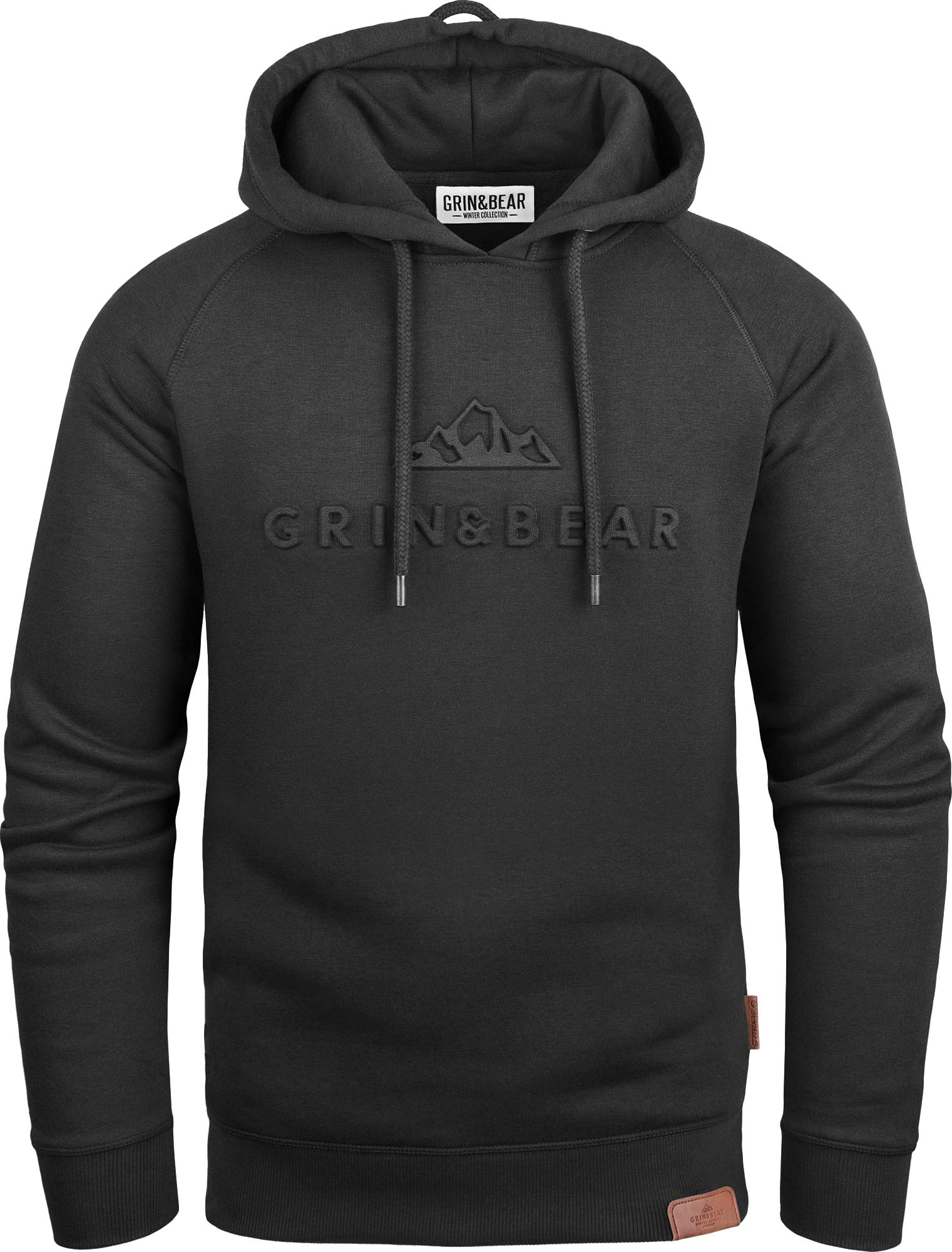 Grin&Bear Hoodie mit gestempeltem Design Logo schwarz L GEC540