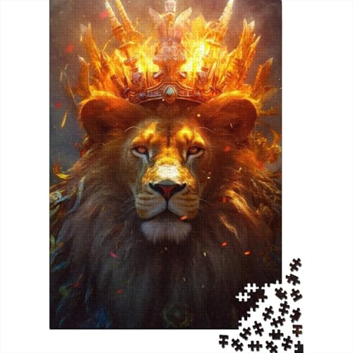 1000 Teile für Erwachsene, schwierige Puzzles, Der goldene König der Löwen, Holzpuzzles für Erwachsene, Holzpuzzle für Erwachsene und Teenager, 75 x 50 cm