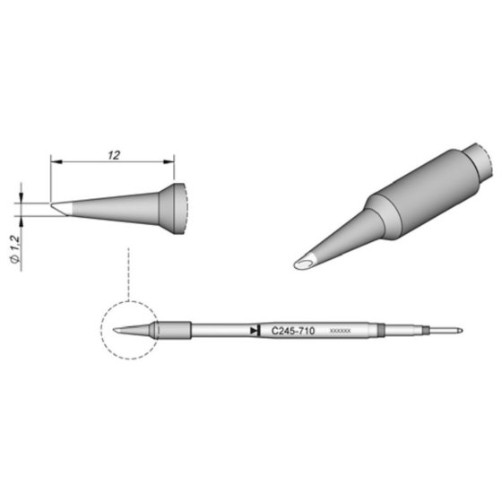 JBC - Lötspitze Serie C245, Rundform, C245710/ø1,2mm, abgeschrägt