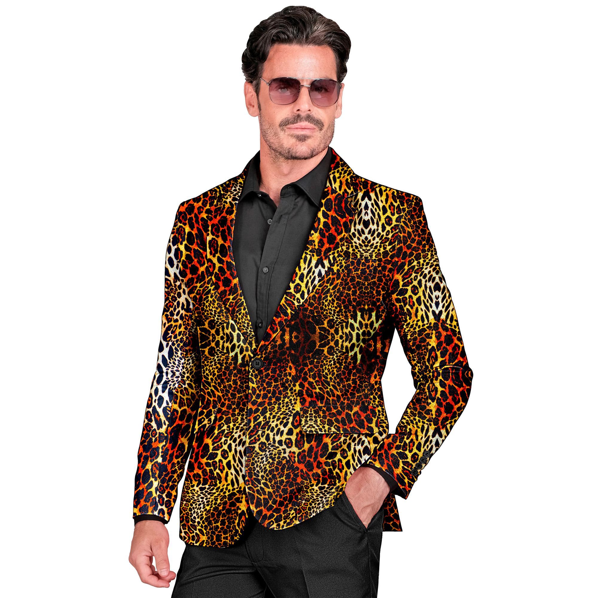 W WIDMANN MILANO Party Fashion - Party Fashion Jackett, Leopardenmuster, Anzugjacke, Animal Print, Tierkostüm