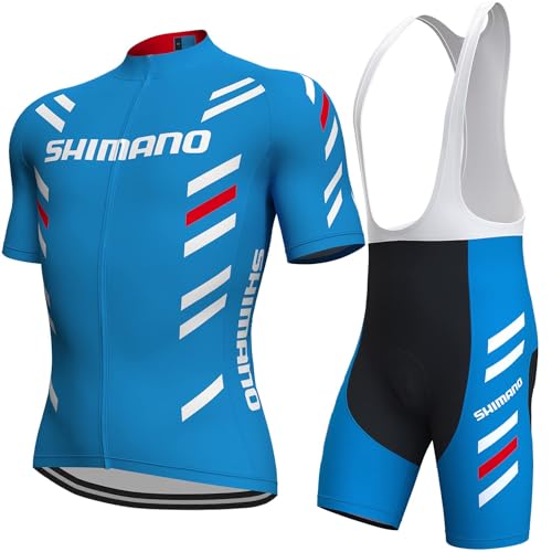 Fenovel Fahrradtrikot, Herren Fahrradanzug, Schnell Trocknender Und Atmungsaktiver Radsportanzug, 19D Gepolsterte Hosenträger Shorts (Blue, 3XL)