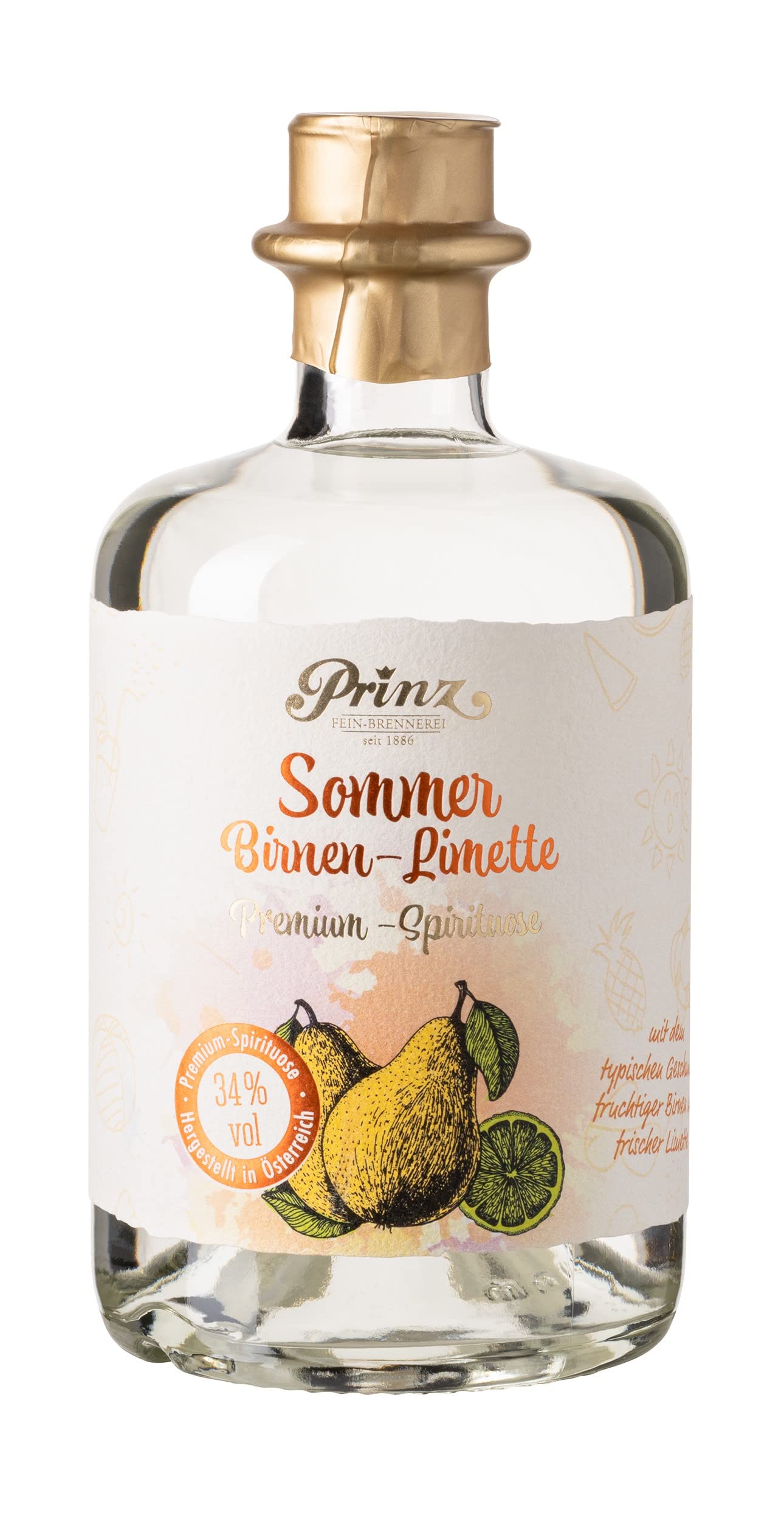 Prinz Sommer Birnen-Limette Schnaps 34% 0,5l