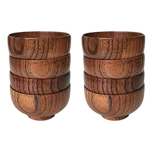 Potadak Jujube Holzschale japanischen , Reisschale aus , Nudelschale, Massivholz, 11,4 x 6,4 cm, 8 Packungen