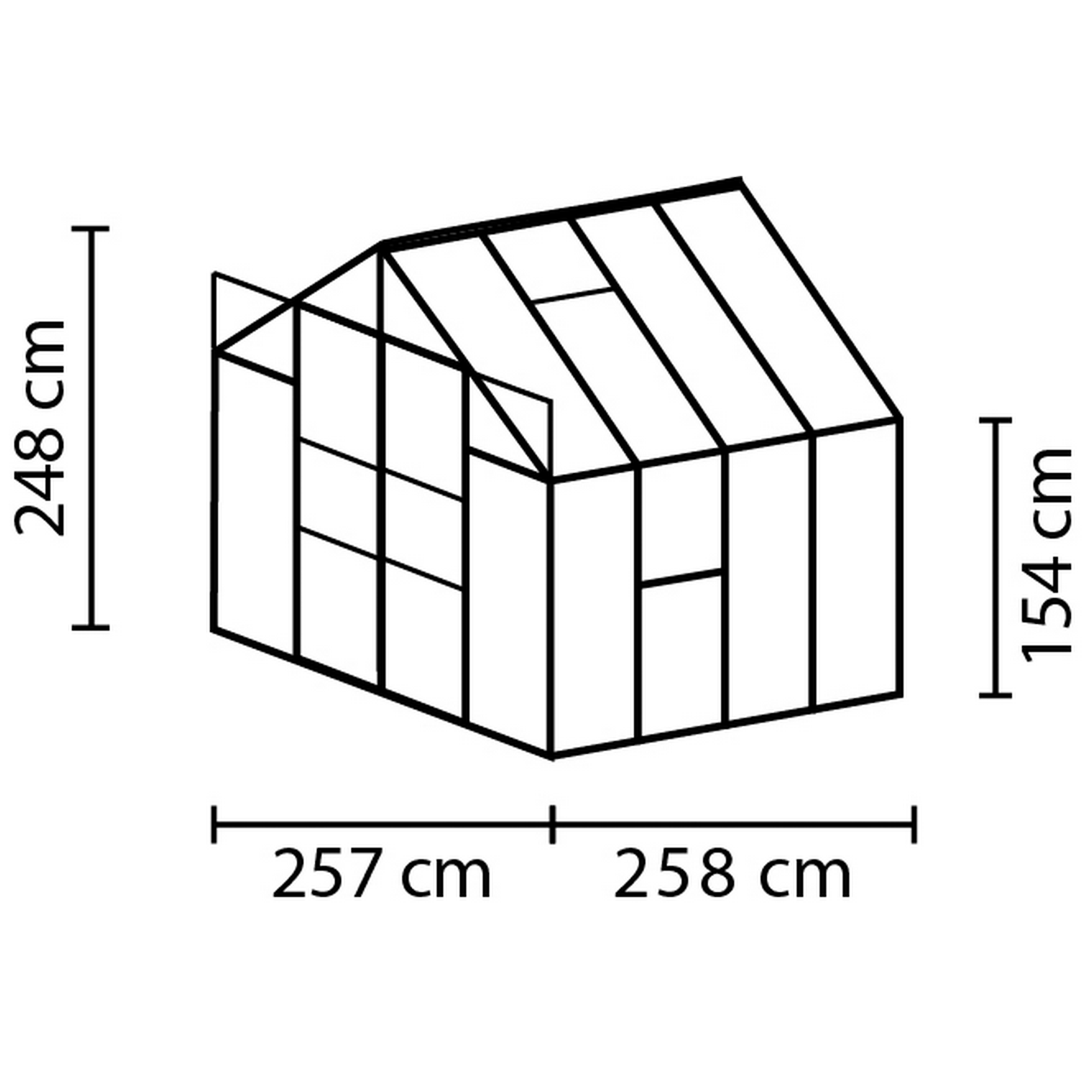 Vitavia Gewächshaus 'Jupiter 6700' 6,7 m² 254,4 x 254,4 cm 3 mm Sicherheitsglas schwarz 2