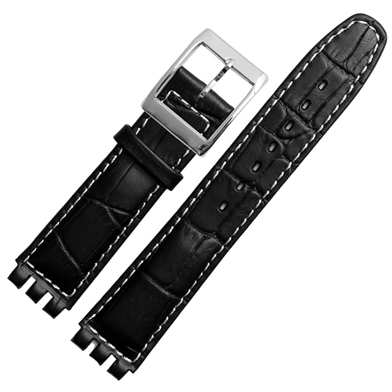 NEYENS 17 mm 19 mm echtes Kalbsleder-Armband für Swatch-Uhrenarmband Herren und Damen, Alligator-Muster, Uhrenarmband, Zubehör, 19 mm, Achat