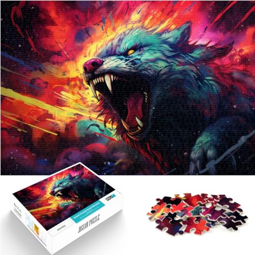 Puzzles Lernspiele Bunter Sternenwolf Puzzles für Erwachsene 1000 Puzzlespielzeug Holzpuzzle Schwierig und herausfordernd 1000 Teile (50x75cm)