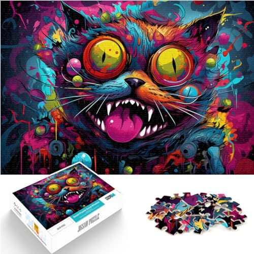 Puzzles als Geschenke, psychedelische Farbkatzen-Puzzles für Erwachsene, 1000 Teile, Holzpuzzle, schwierige, schwere Puzzles für Frauen und Männer, 1000 Teile (50 x 75 cm)