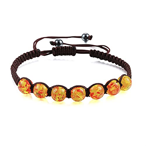 YIHANSS Kristallraue Trendige geflochtene Nylonseilperlenarmbänder Frauen Männer Naturstein Karneol Imitation Bernstein Strang Armband Armreif Geschenk Reiki-Armbänder (Farbe: Beige, Größe: Beige)