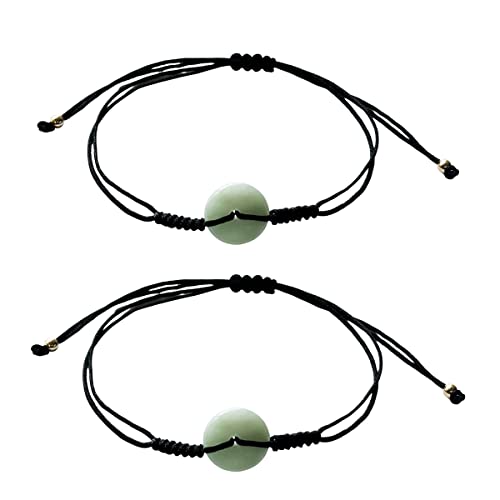 YIHANSS Armband aus natürlichem Jade-Donut-Armband, Feng-Shui-Armband, Reichtumsarmband, Buddha-Perlen-Armband, Glücksgeschenk für Männer, Frauen und Damen, Schmuck (Farbe: 2 Stück schwarz)