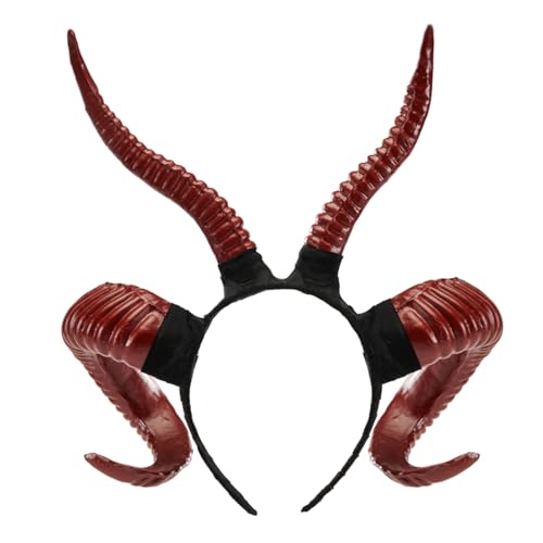 Ranuw Realistisches Ziegenhorn Stirnband Halloween Kostüm Hairhoop Party Kopfschmuck Bühnen Haarband Cosplay Anzieh Kopfbedeckung