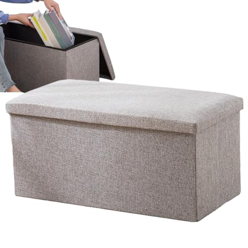 Pouffe Fußhocker Ottomane Aufbewahrungsbox | Fußstütze Hocker mit Aufbewahrung, Schuhe Bank Stoff Aufbewahrungskorb Box Ottomane | Multifunktionale Baumwolle Leinen Aufbewahrungsbox für Wohnzimmer