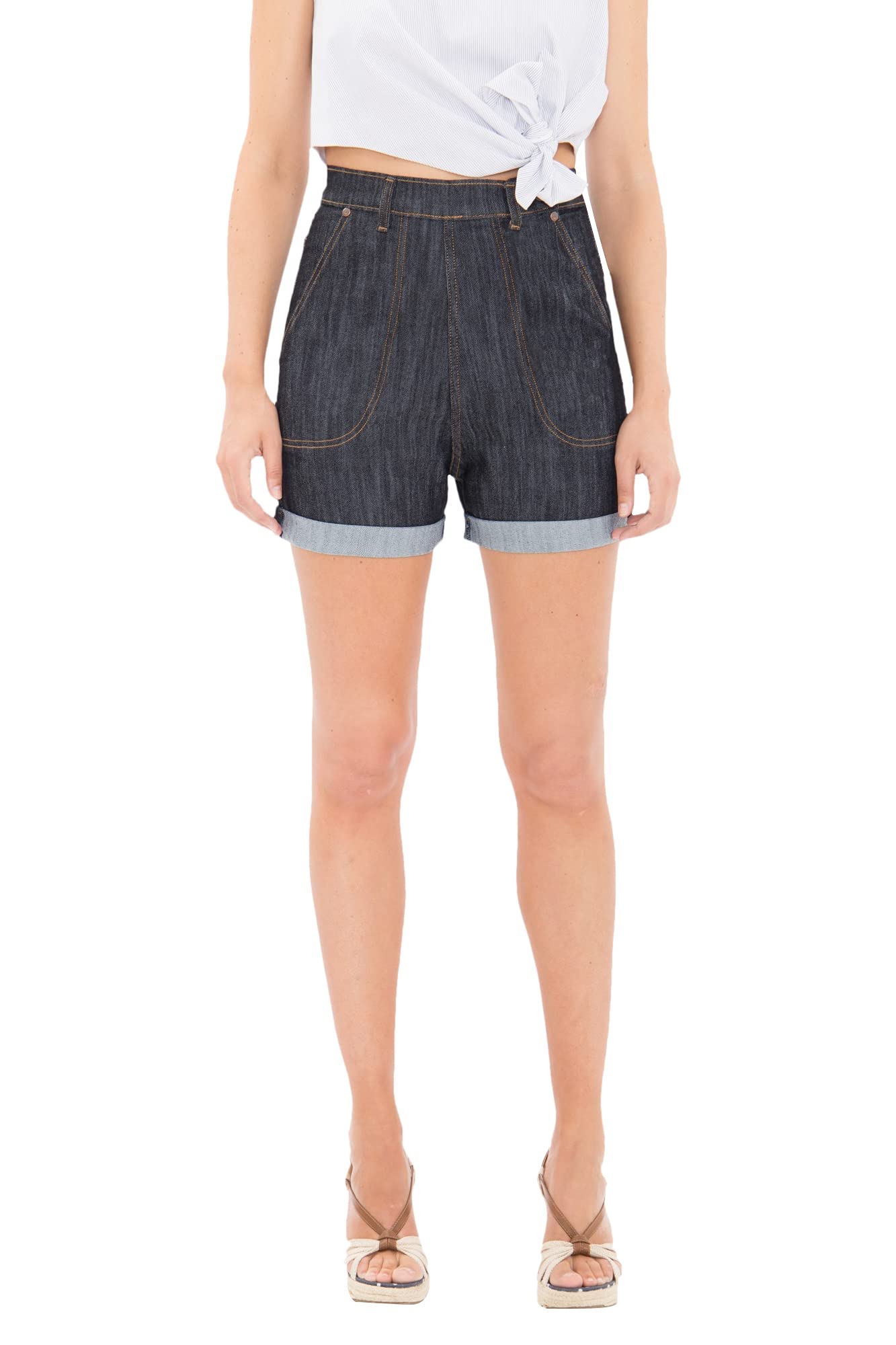 Queen Kerosin Damen Queen Jeans-Shorts, Dunkelblau,28