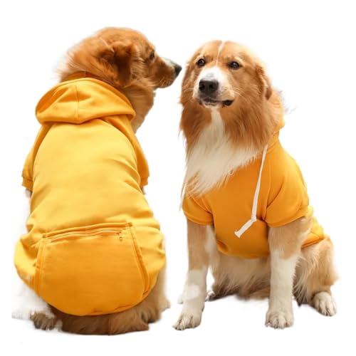 Hunde-Wintermantel, Haustierjacke, kariert, wendbar, für kaltes Wetter, Hundekleidung, passend für kleine, mittelgroße und große Hunde (Gelb, S (2–3 kg))