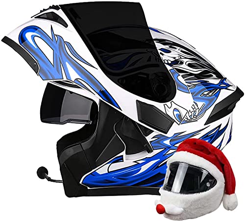 Motorradhelm-Bluetooth-Helm Motorrad Klapphelm Damen Und Herren,ECE/DOT Zertifiziert Motorradhelm Integralhelme Mit Doppelvisier Große Perspektive Große Größe (Color : B, Größe : 3XL=63-64cm)