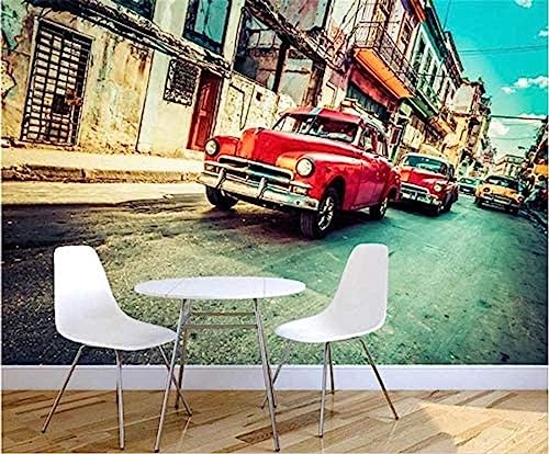 3D Tapete Wandbild Wohnzimmer Wandbild Vintage Altes Auto Havanna Straße Malerei TV Hintergrund Wandtapete 3D 3D Tapete Vlies Effekt Tv Die Fototapete Wandbild Wohnzimmer Schlafzimmer-350cm×256cm