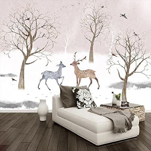 XLMING Handgemalter Sikahirsch-Wald 3D Tapete Home Dekoration Wohnzimmer Sofa Schlafzimmer Tv Hintergrund Wand-430cm×300cm