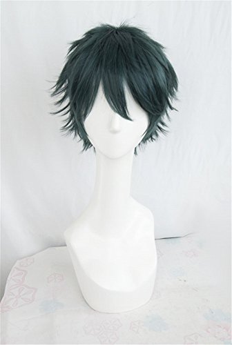 LINLINCD-Anime Coser Wig Cosplay Wig Masamune Kun Vengeance Green Wigs Corta Cosplay Teil der Mode Anime Kostüm Menschliche Vollperücken Synthetisches Haar Hitzebeständige Faser