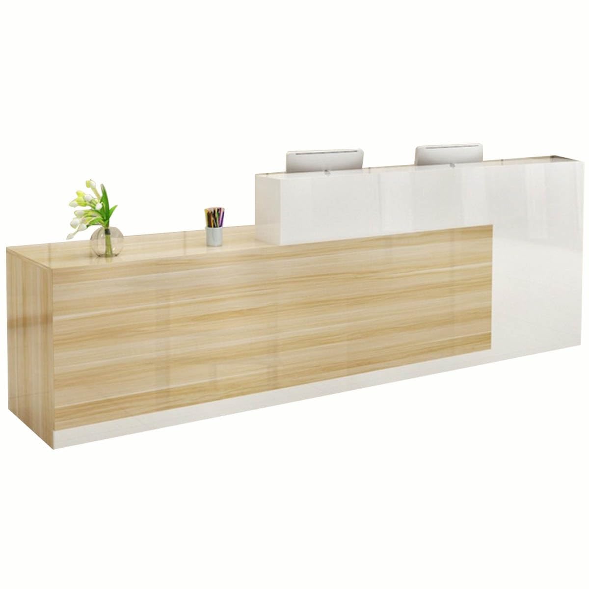 Empfangstresen, moderner Empfangstresen aus Holz mit Theke – abschließbare Schubladen, moderner Verkaufstresen, Computertisch, Empfangstisch for Salon, Lobby, Hotelkasse, Büro(Wood-right high,160x60x1