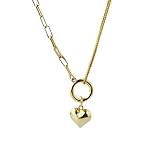 CLLBANT 925 Sterling Silber Herz Anhänger Kurze Schlüsselbein Kette Halskette Frauen Kleid Schmuck Zubehör (Gold)