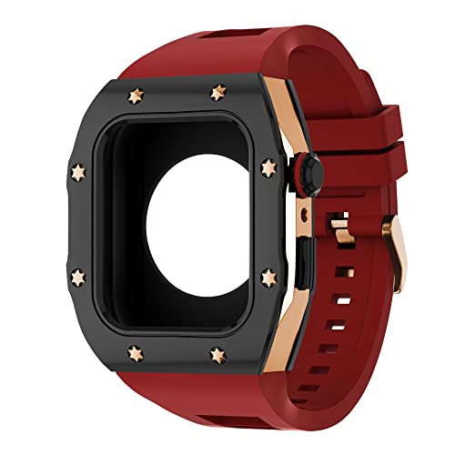 KANUZ Modifikations-Mod-Kit für Apple Watch Armband Hülle 8, 7, 44 mm, 45 mm, Silikonband, Metallrahmen, Zubehör für iWatch Serie 6, 5, 4 SE (Farbe: K, Größe: 44 mm für 6/5/4/SE)