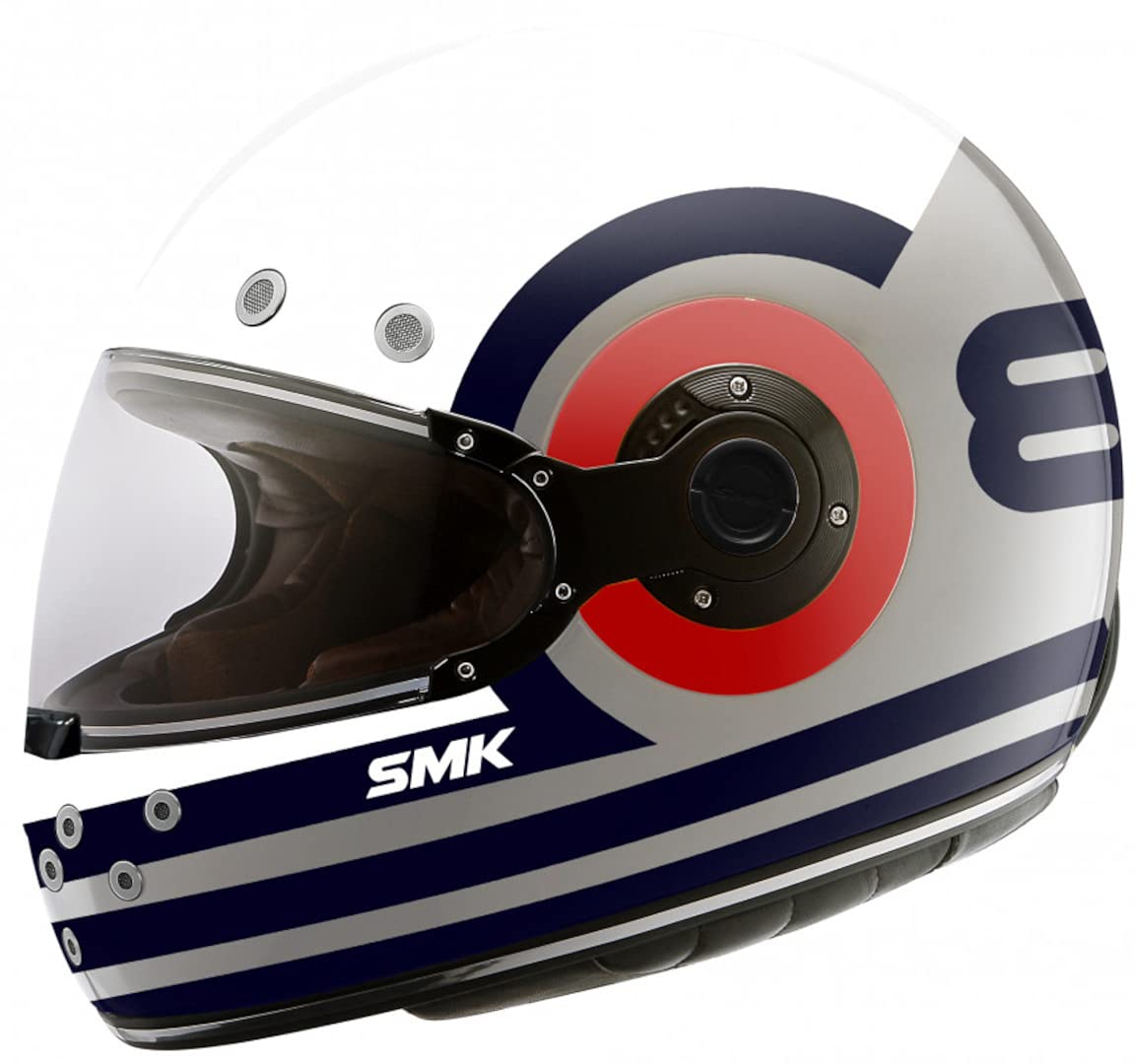 SMK Retro Ranko Helm (White/Grey/Blue,XL (61/62))