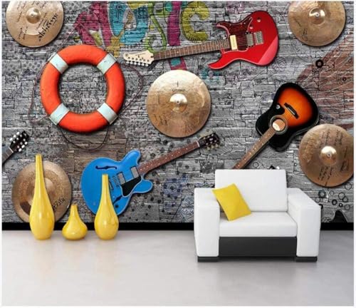 Musik Gitarre Stonewall 3D Tapete Poster Restaurant Schlafzimmer Wohnzimmer Sofa TV Dekorative Wand-200cm×140cm