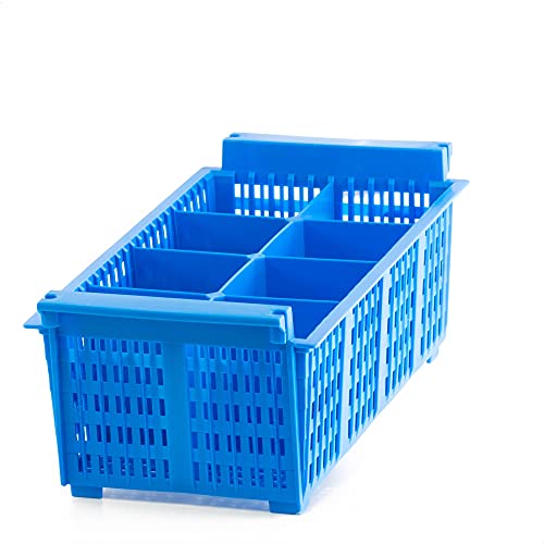 Kerafactum Besteckkorb Spülkorb Korb für Bestecke und Kleinteile | Spülmaschine Spülmaschinenkorb Köcher Besteckköcher EXTRA Gross Blue | 8 Fächer grobmaschig +120°C Cutlery Basket BPA Free