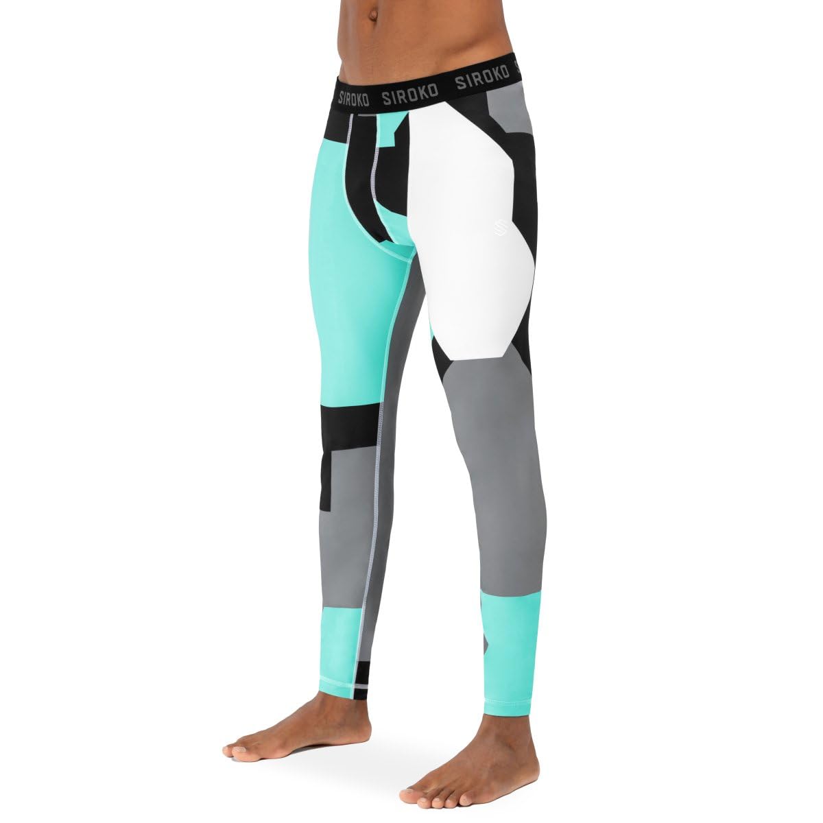 SIROKO Thermo-Leggings für Skifahren und Schnee, Highlights, Türkis für Herren, Türkis/Grau, XXL