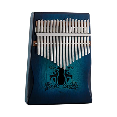 17 Tasten Kalimba Daumenklavier Musikinstrumente Mahagoni Erwachsene Anfänger (Farbe: Blau)