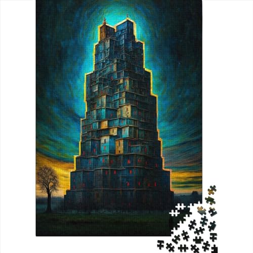 Schwierige, anspruchsvolle Puzzles, 1000 Teile, Tetris to Heaven, Holzpuzzle für Erwachsene, Puzzlespielzeug, Geschenk für die ganze Familie (Größe: 75 x 50 cm)