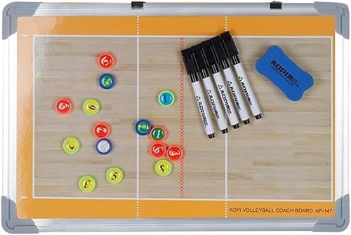 BFVAKBKYT Coaches Taktische Tafel, Tragbares magnetisches Volleyball-Coaching-Board, professionelles Volleyball-Whiteboard-Strategieboard, 2 doppelseitig mit Spielermarkierungen