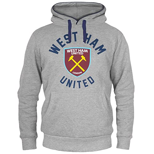 West Ham United FC - Herren Fleece-Kapuzenpullover mit Grafik-Print - Offizielles Merchandise - Geschenk für Fußballfans - Grau - L