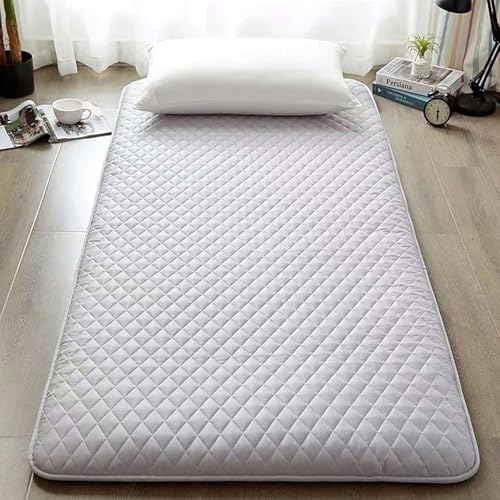 Japanische Bodenmatratze, japanische Futon-Matratze, Faltbare und tragbare Shikibuton-Campingmatratze, aufrollbare, zusammenklappbare, weiche, tragbare Isomatte, Grau, 90 x 200 cm