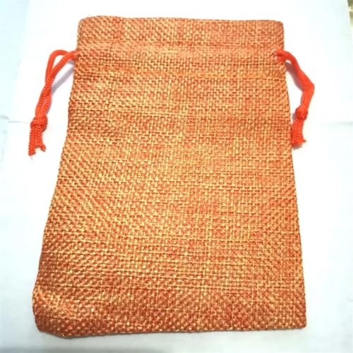 Baumwollbeutel mit Kordelzug 100Pcs/Lot Vintage Natural Jute Gift Pouches Linen Burlap Drawstring Bags Jewelry Packing Pouches Sachet Christmas Party Bags (Color : Orange, Size : 10x14 cm)