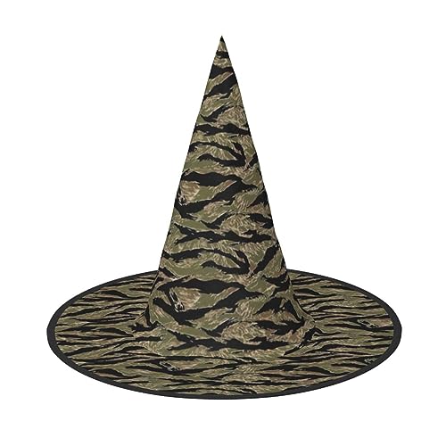 WURTON Hexenhut mit Tigerstreifen, Camouflage-Druck, für Erwachsene, Halloween-Kostüme, Hexenhüte, Halloween-Dekoration, Party