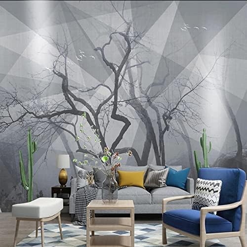 XLMING Dreieck Schwarzer Und Weißer Baumzweig Restaurant Cafe Kunst 3D Tapete Home Dekoration Wohnzimmer Sofa Schlafzimmer Tv Hintergrund Wand-250cm×170cm