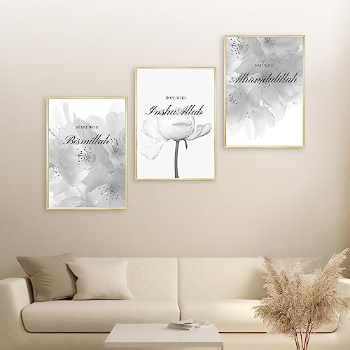 HAVA Artwork Grey Dream Poster Set, Islamische Poster, Islamische Bilder, Islamische Dekoration, Islamische Geschenke, Bilderrahmen, Allah Wandbild